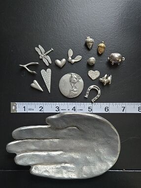 Hand-shaped Trinket Dish with Assorted Silver Charms